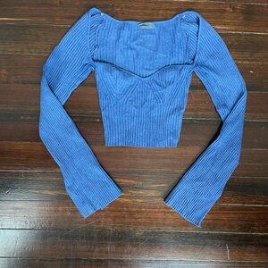 Urban Outfitters Blue Ribbed Long Sleeve Top